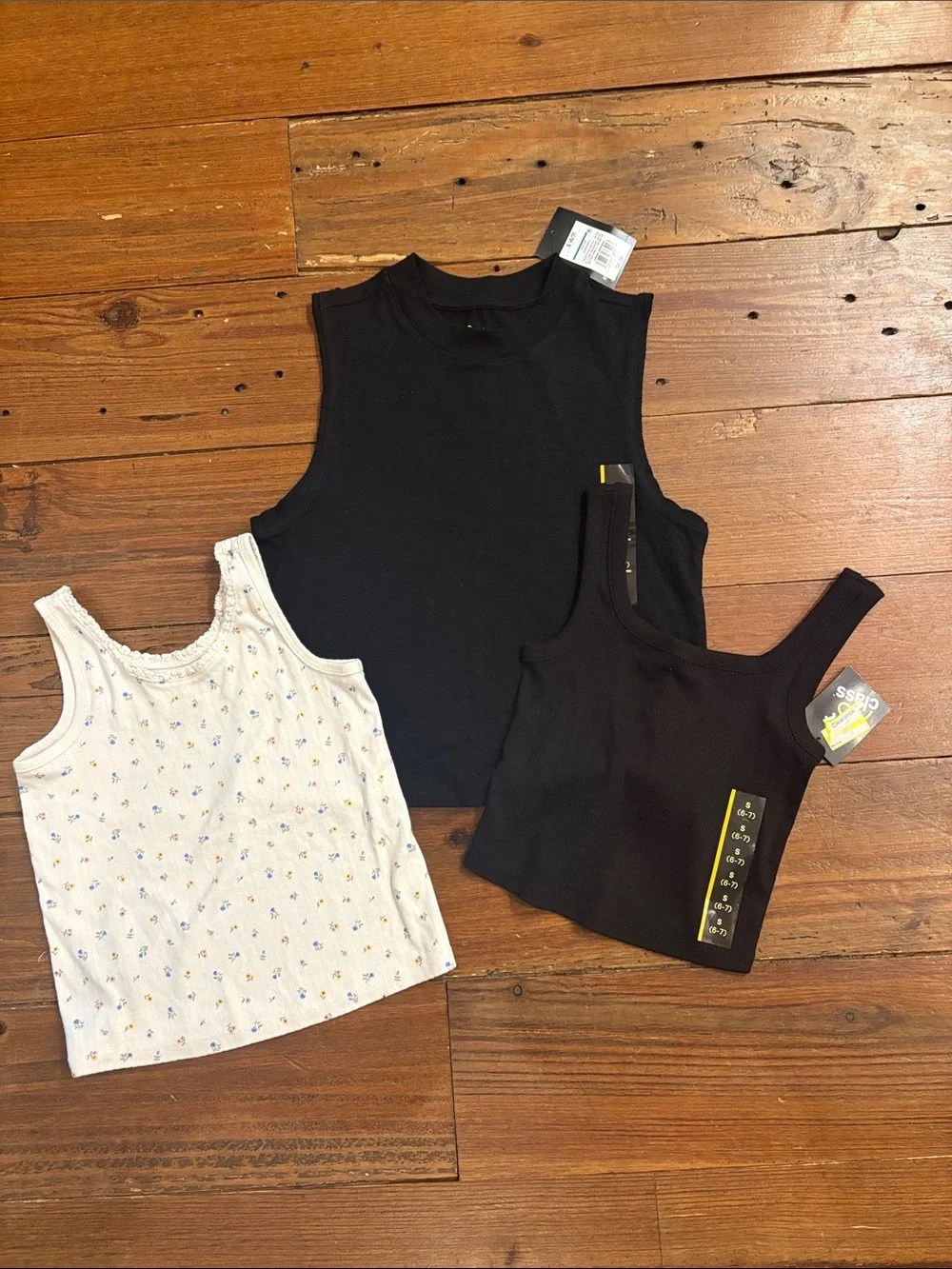 art class Kids 3-Piece Tank Set - Black & White Floral